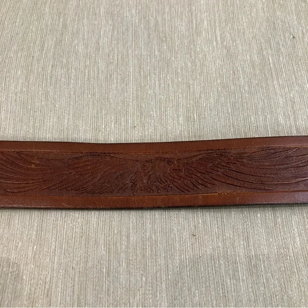JUSTIN Tooled Leather Belt with Eagle Design Bring your Own Buckle - Picture 5 of 8